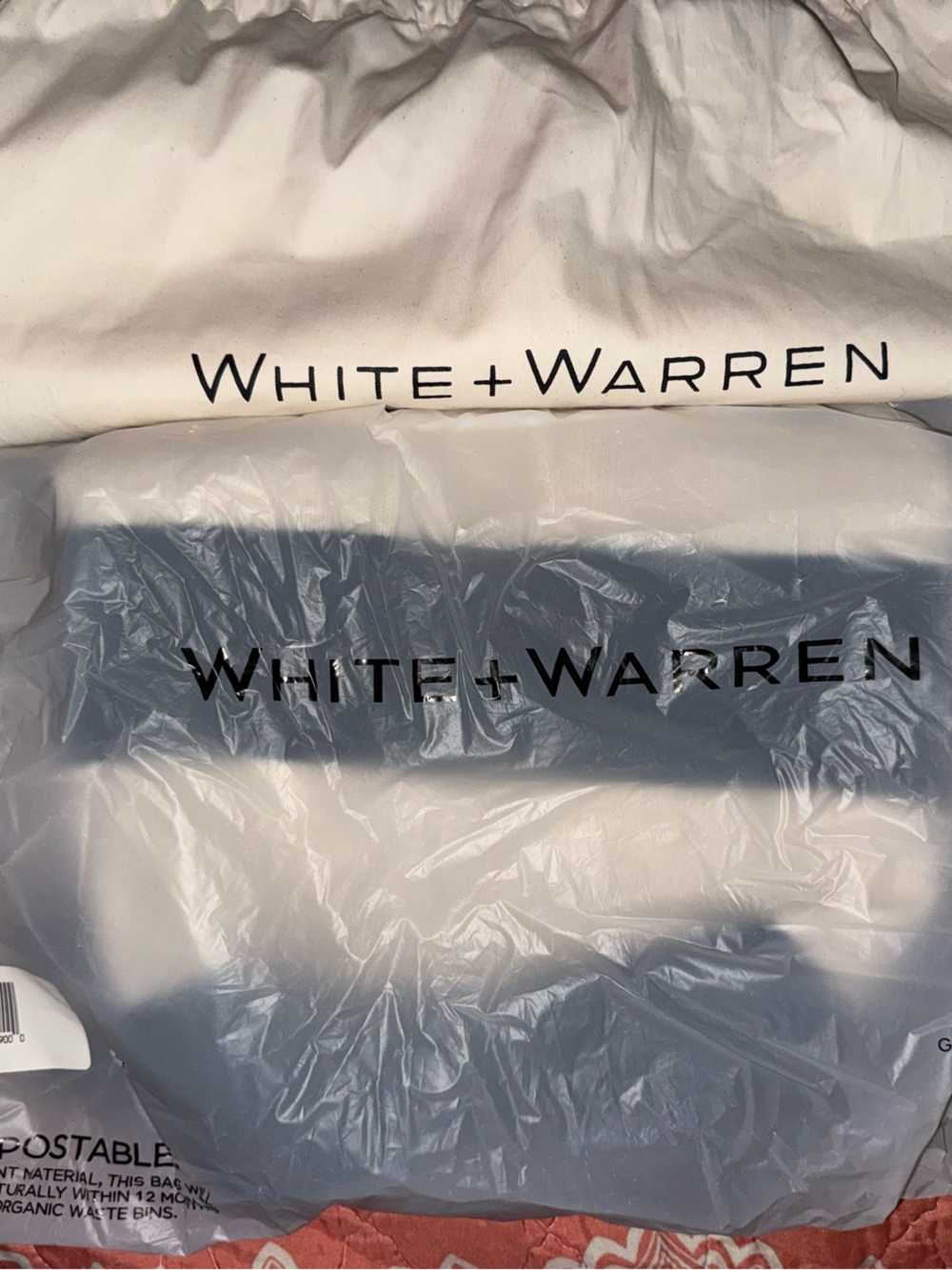 🆕 White + Warren cashmere crewneck sweater size L in Black and Natural Striped - Picture 4 of 16